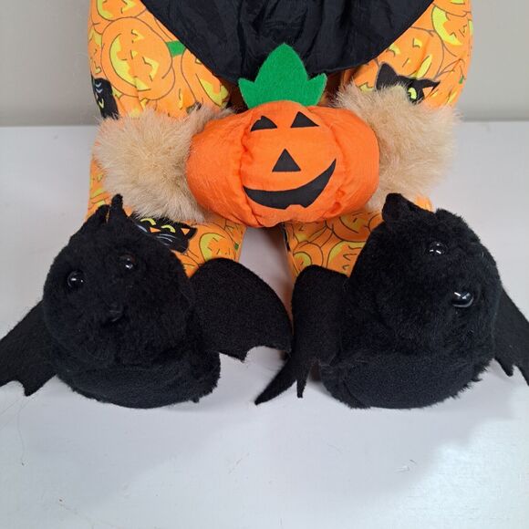 PUFFY Halloween Bear Plush Toy Cat PJs Bat Slippers Pumpkin Midwestern Home Prod - Picture 11 of 16